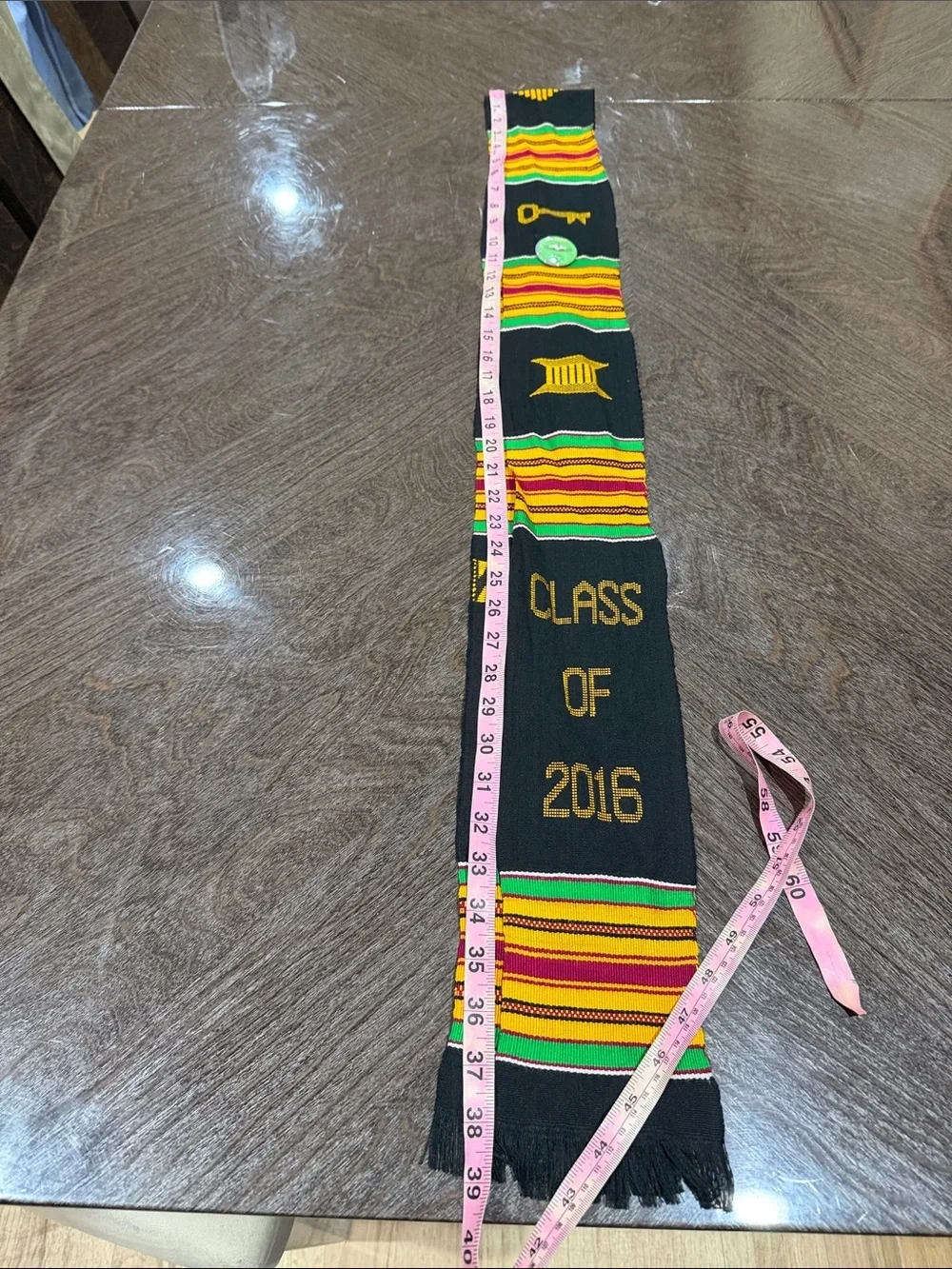 Kente-Inspired Black, Yellow & Green Men's Scarf